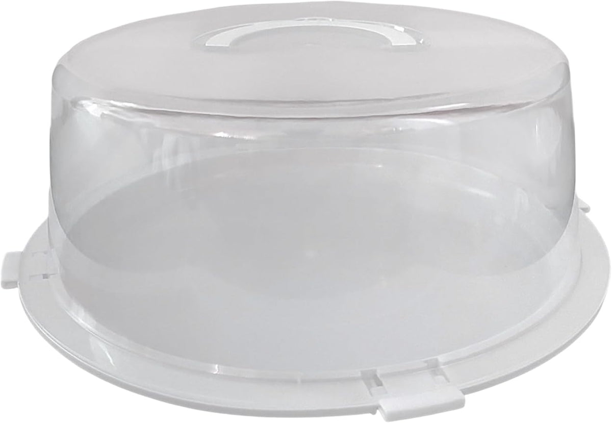 Reusable Cake Carrier with Lid – 12 x 12 x 4.75 Inch BPA-Free Plastic Container with Handle – Fits 10-Inch Round Cakes – Freezer Safe, Lightweight, Clear Cake Holder for Storage & Transport
