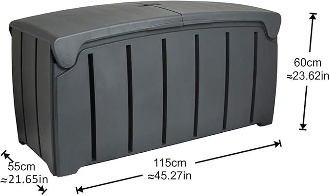 Ward Strata Products 85 Gallon (321L) Outdoor Storage Organization Bin, Patio Deck Box with Dual Door Lid for Garden, Pool, & Furniture Accessories, Black
