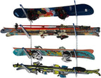 StoreYourBoard Ski & Snowboard Rack, Adjustable Wall Mount Rack Storage System for 4 Boards, Heavy-Duty Garage Wall Organizer for Ski & Snowboards (Ski - White)