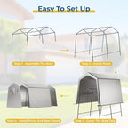 7 x 10 FT Carport, Portable Shed w/220G Heavy Duty Waterproof PE Tarp, Roll-up Zipper Door & Vent, Weather-Resistant Storage Shed for Motorcycle, Bike and Tools, Gray