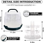 Cake Carrier Round Cake Stand Plus Height Cake Container with Cupcakes Pad, Handle, Lid Reusable Package Box for Transporting Desserts,Pie,Toast,Fruit (10" Black)