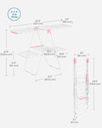 SONGMICS Clothes Drying Rack, Foldable 2-Level Laundry Drying Rack, Free-Standing Laundry Airer, with Height-Adjustable Wings, 33 Drying Rails, Sock Clips, White and Pink ULLR053P01V1