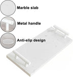 Guest Towel Holder Tray for Bathroom,Marble Slab with Handles -Napkin Holder for Kitchen - Bathroom Tray (White,Small)
