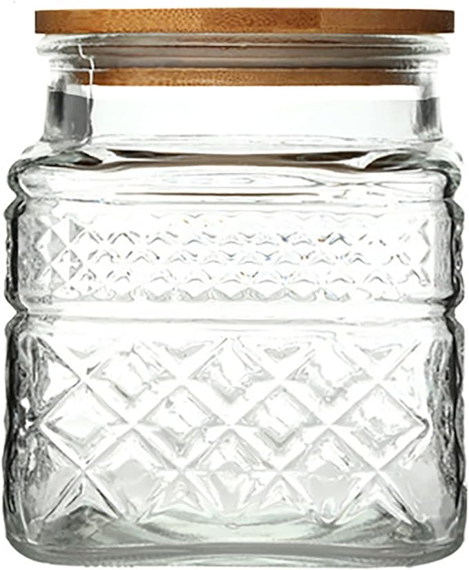 Glass Storage Jars, 38 FL OZ Airtight Canisters with Bamboo Lid, Decorative Kitchen Containers for Cereal, Nuts, Snacks, Candy, Cookies, Coffee, Tea
