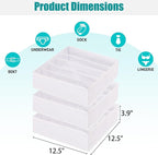 Bra Storage Drawers Organizer for Clothing Underwear Drawer Organizer Dividers Foldable Storage Cube Bins for Bra,Socks, Underwear,3 Pack （White）