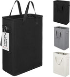 ZERO JET LAG Slim Laundry Hamper With Handles Collapsible Laundry Basket Thin Dirty Clothes Basket Narrow Laundry Bag Foldable Dirty Clothes Hamper 45L (23 inches,Black)