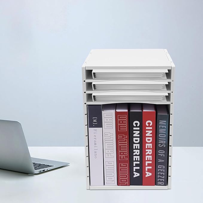 LOYALHEARTDY Vertical Desktop Sorter, 11 Adjustable, Letter-Size Compartments, PVC Organizer for Home Office and Classroom