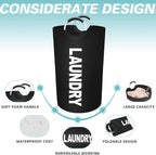 Vivicreate 115L Large Laundry Basket, Freestanding Tall Clothes Hamper, Foldable Washing Bin, Collapsible Laundry Bag (BLACK)
