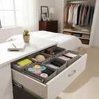 4-Pack Foldable Drawer Organizers with Metal Frame Support – Sturdy Fabric Storage Bins for Socks, Underwear, Baby Clothes & Belts, Closet Dividers (Grey) (11.8 x 5.9 x 4.21 inc)