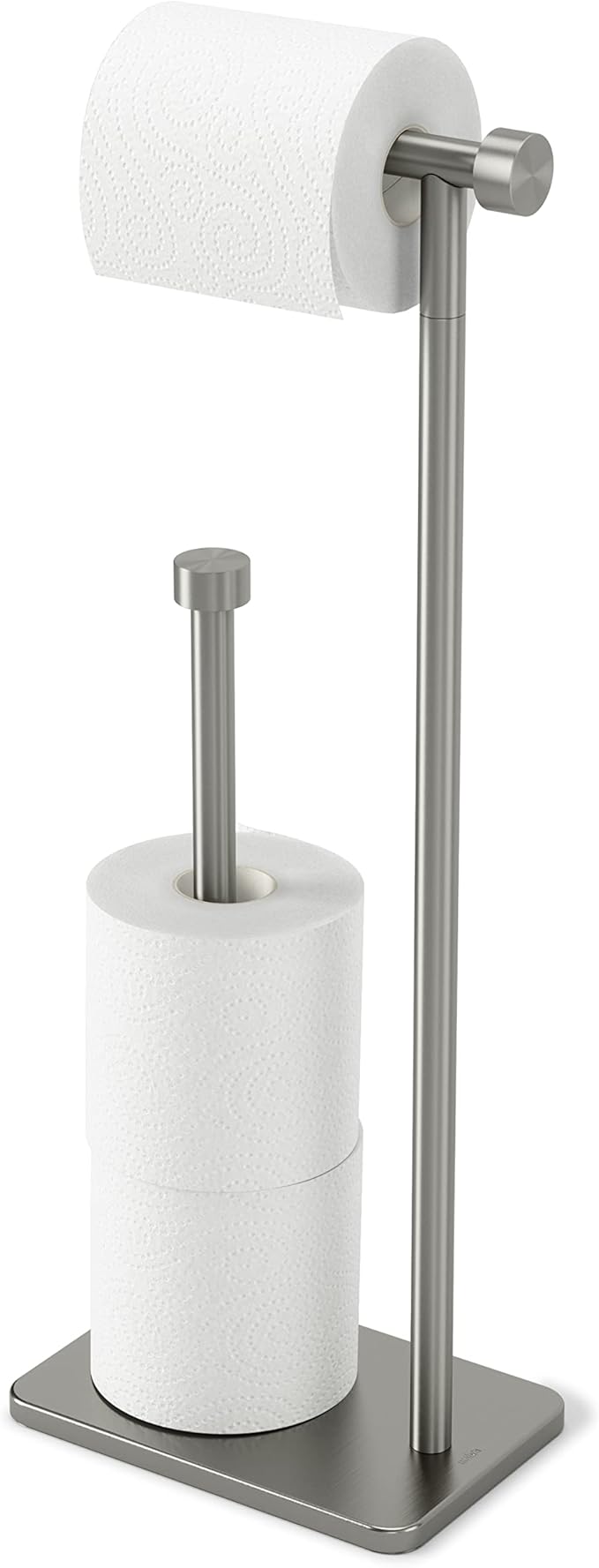 Umbra Cappa Toilet Paper Stand with Reserve, Free-Standing Storage Solution for Bathroom, Nickel