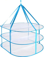 iayokocc 3 Tiers Folding Drying Rack, Folding Mesh Clothes Hanging Dryer, Portable Sweater Drying Rack Lay Fold Flat to Dry Mesh Clothes Hanger for T-Shirt, Swimsuit, Sweater, Delicates