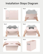 Oterri Cardboard File Organizer Box for Hanging File Folders Letter Size,File Box for Computer Desk,File Cabinet,Working Home,Office,Classroom (Light Pink, Letter Size - 4 Packs)
