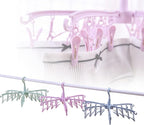2 PCS Foldable Drying Rack with 24 Clips for Drying Socks Lingerie Baby Clothes Drying Towels Rotatable Sock Drying Rack (Blue)
