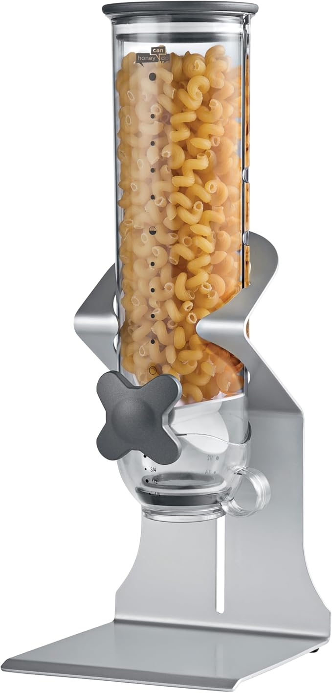 Zevro Indispensable SmartSpace Dry Food Dispenser, Single Control, Stainless Steel, Silver