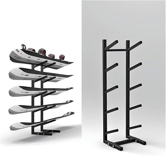Snowboard Storage Rack,Floor-Standing ski Storage Rack, Home Gym Storage Rack, Sample Board Display Rack, Exercise mat Storage Rack (Black 35x25x108 cm/14x10x43 in)