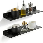 Z metnal Bathroom Shelf, Floating Shelves, Metal Display Wall Shelf, Aluminum, Wall Mounted, Matt Black,16 inch, 2 Pack