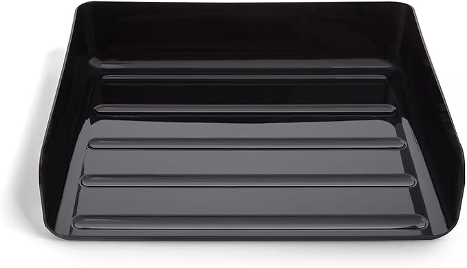 TRU RED Side‑Load Stackable Plastic Letter Tray, Black, 6‑Pack – Desktop Paper Organizer for Office Files & Documents