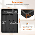 Lifewit Silverware Drawer Organizer Tray, Plastic Cutlery Storage for Kitchen, Flatware and Utensil Holder Divider for Spoons Forks Knives Tableware, 9.5 x 13.4", 5 Slots, Black