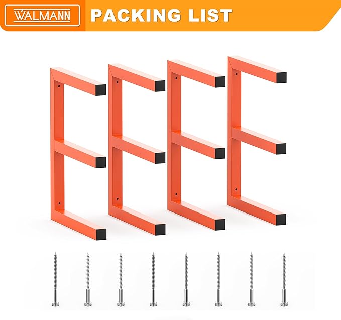 WALMANN Garage Wall Mounted Lumber Storage Rack, Overhead Heavy Duty One-Piece Design Lumber Rack for Woodworking Shop(2 Pairs)