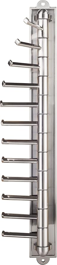 Hardware Resources 357T Twelve Hook Swivel Arm Cascading Vertical Tie/Belt/Scarf Rack - Tie Organizer - Satin Nickel