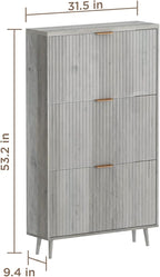 Shoe Cabinet Storage,Modern Freestanding Organizer with 3 Flip Drawers,Narrow Shoe Rack Cabinet for Entryway,Grey
