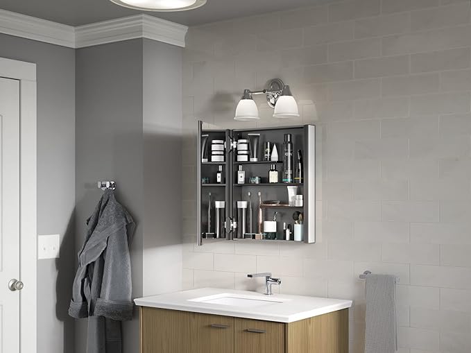 Kohler 81145-DA1 Maxstow Frameless Surface Mount Bathroom Medicine Cabinet, 20 in. W x 24 in. H, Dark Anodized Aluminum