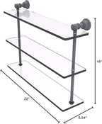 Allied Brass CL-5-22 Carolina Collection 22 Inch Triple Glass Shelf, Matte Gray