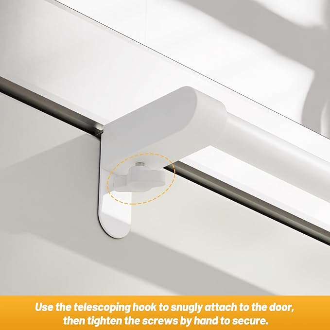VEHHE Hand Screwed Telescopic Over Cabinet Door Towel Rack, Adjustable Length and Width Dish Towel Holder, Kitchen Towel Rack with EVA Foam Pad (White)