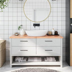 vidaXL Bathroom Countertop - Versatile Solid Oak Wood, Ready-to-use Varnished Finish, Light Brown, 55.1"x15.7"x(0.8"-1.6"), Handmade Live Edge Desk/Table/Shelf/Cabinet Top