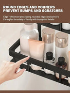 Over Door Shower Caddy, Black Rustproof Bathroom Organizer, 2-Tier Storage Rack, 11.81x5.31 Inch Shelves, No Drilling Required