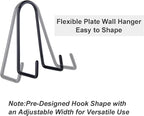 Adjustable Wall Plate Hangers for 7-14 inches Plate, Rubber Coating Anti-Scratch Plate Display, Vertical Stand Holder for Plaque, Tray, Framed Art, Black 2 Pack