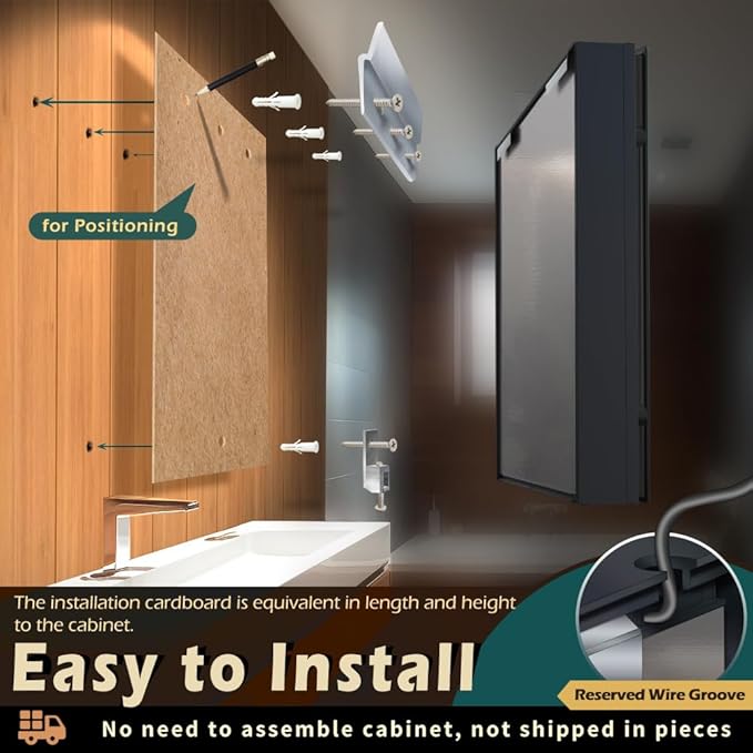 KWW LED Lighted Bathroom Medicine Cabinet with Sockets & USBs, Defogger, Dimmable, 3 Color Light Makeup Mirror, Easy to Install, Wall Mounted Cabinet (2 door-30 * 34)