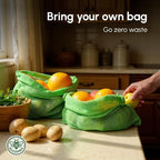 Eco-Friendly Organic Cotton Mesh Produce Bags [Pack of 6] | Reusable Mesh Produce Bags for Grocery Shopping, Fruit & Vegetable Storage | Washable Drawstring Vegetable Bags for Kitchen & Fridge