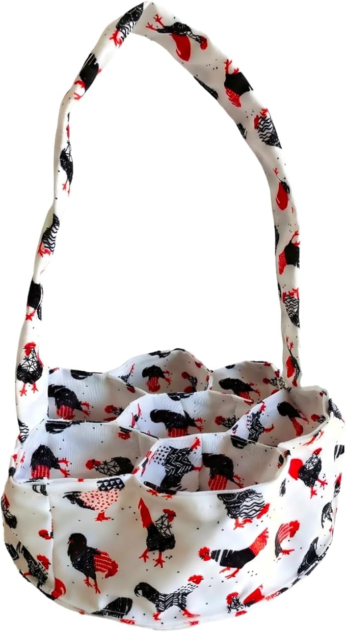 UKJENT Egg Collecting Basket, 7 Pouches Large Chicken Egg Gathering Basket, Machine Washable, Hold Different Size Eggs Collection Carrier Bag, Duck Goose Quail Fresh Eggs Collector, Farm & Home Use