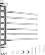 6 - Arm Stainless Steel Swivel Towel Rack with Hook: Wall - Mounted, Rustproof Space - Saver for Bathroom & Kitchen - 180° Rotation, 14kg Capacity