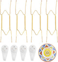 4 Pack Plate Hangers for Wall, Suitable for 9-12 inch Art Plate, Stainless Steel Invisible Heavy-Duty Wire Plate Holder with Wall Hooks, Display Hanger for Decorative Plates/Dishes/Platters(Gold)