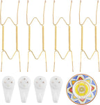 4 Pack Plate Hangers for Wall, Suitable for 9-12 inch Art Plate, Stainless Steel Invisible Heavy-Duty Wire Plate Holder with Wall Hooks, Display Hanger for Decorative Plates/Dishes/Platters(Gold)