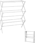 3-Tier Metal Folding Clothes Drying Rack, Laundry Drying Rack Clothing | Collapsible Dryer Racks for Laundry | Indoor & Outdoor, White