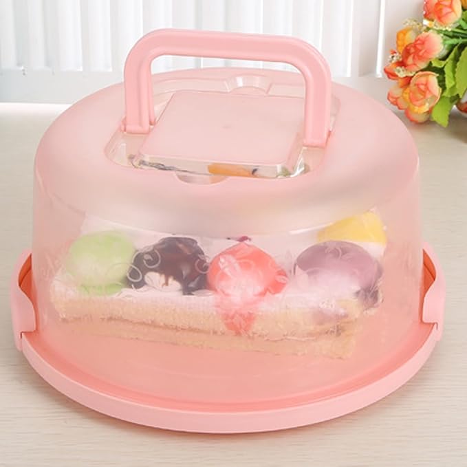 Cake Carrier With Lid And Handle, Round Cake Containers For 10 Inch Cakes, Cupcake Holder, Dustproof, Pie Keeper, Portable Cupcakes Transport Container For Cakes Pie Muffin Pizza Desserts