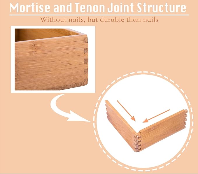 Bamboo Organizer Storage Boxes for Tabletop Bathroom Dresser Organizer Small Boxes, Bamboo 4"*4"