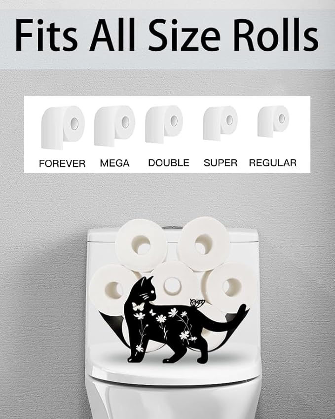 Pretty Cat Toilet Tissue Holder,Animal Paper Holders,Decorative Metal Papers Holder,Funny Toilet Animal Storage for Bathrooms,Bathroom Paper Organizer for Extra 8 Rolls Art Decor