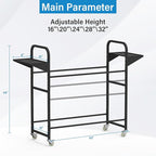 Tire Storage Rack 44" x 44" x 18" w/Anti-dust Cover, Rolling Tire Rack Adjustable, Tire Rack for Garage Black w/4 Swivel Casters & 2 Storage Shelf for Garage Storage