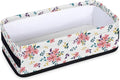 Toilet Tank Topper Paper Basket with Handle, Floral Pattern Foldable Bathroom Storage Basket for Organizing, Small Fabric Storage Bins for Bathroom Decor