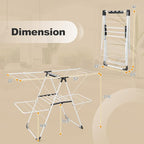 Tangkula Laundry Drying Rack, Foldable Clothes Drying Rack with Height Adjustable Wings, 33 Drying Rails & Sock Clips, Freestanding Gullwing Garment Stand for Indoor & Outdoor Use (White+Grey)