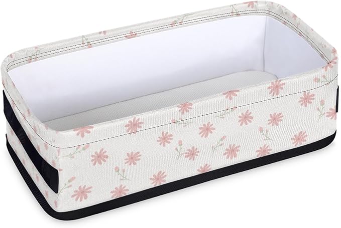 Bathroom Storage Basket Waterproof Foldable Floral Storage Bins with Handles Decorative Toilet Paper Organizer for House Bathroom Toiletries