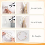 Bilillo 14 Pieces Plate Hangers for Wall - 6/8/10/12/14 Inch Invisible Plates Hanger, Stainless Steel Plate Holders with 14 Pieces Wall Hooks for 5.5 to 16 Inch Decorative Plates and Arts