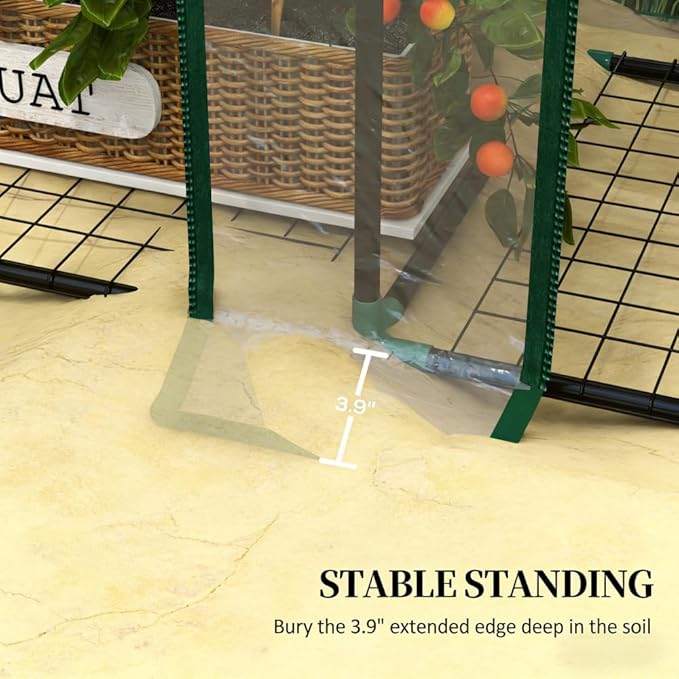Portable Lean-to Greenhouse with Reinforced UV-Resistant Cover, Ventilated Roll-Up Doors, and Sturdy Wire Shelving for Plant Protection