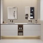 Black Plastic Bathroom Medicine Mirror Cabinet Beveled Edge, 16 x 20 inch, Surface and Recessed Mount