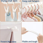 3-Tier Foldable Clothes Drying Rack, 66.93" Laundry Rack with 24 Sock Clips & Rotating Rail, Space-Saving for Balcony (White)