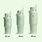 Hydro Flask Travel Water Bottle - Insulated Stainless Steel - Wide Straw Lid, Non Spill, Leakproof in 32 Oz Aloe Green
